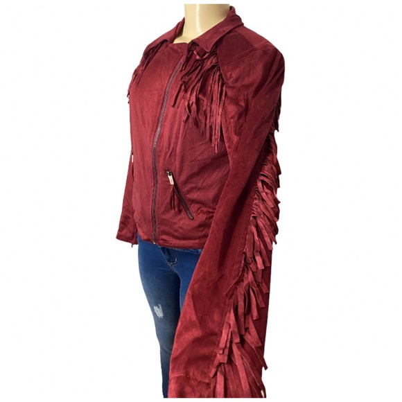 Fringe Burgundy Jacket - Picture 3 of 8
